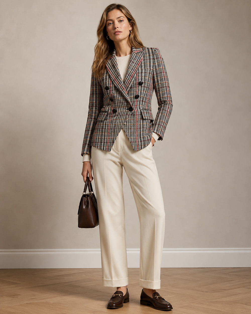 Veronica Beard Plaid Double Breasted Dickey Jacket Blazer Size 8